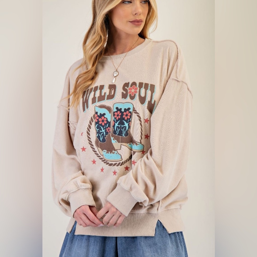 Easel Cream Wild Soul Sweater